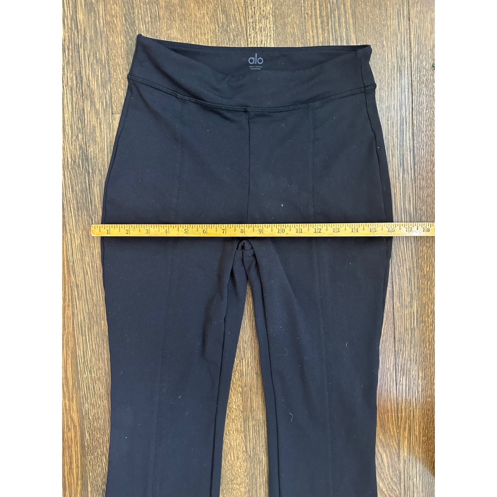 Alo Yoga Black Airbrush High Waist Front Slit Flare Leggings Size M RN87370 - Picture 6 of 7